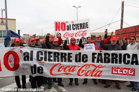 SPANIEN: “Arbetsplatsen är inte till salu och den försvaras på Coca Cola, Bosch och UPM”!