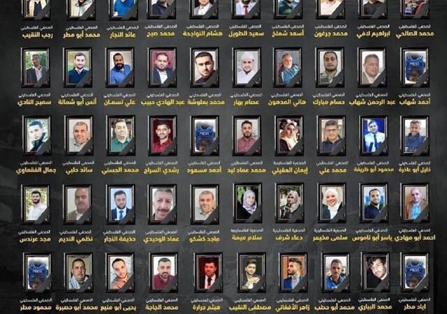 Vems bomber har dödat de 62 palestinska journalisterna, SJF?