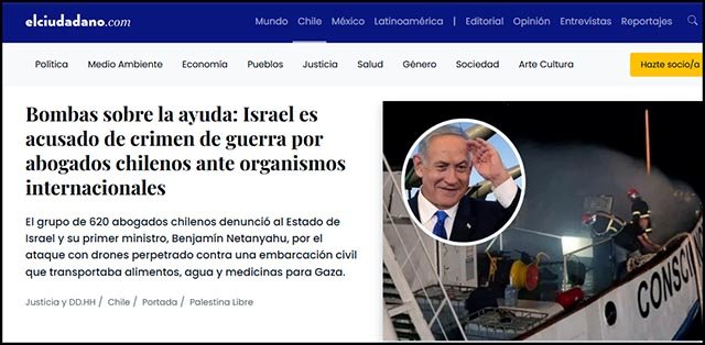 Israel stäms av 620 chilenska advokater som anklagar Tel Aviv för krigsförbrytelser som bombningen av Ship to Gaza