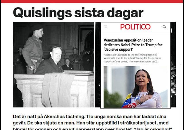 ¡El Consejo Noruego de Paz NO organizará una procesión de antorchas para la versión venezolana del vendepatria nazi Vidkun Quisling!