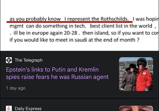 Epstein: ”Jag representerar Rothschilds”