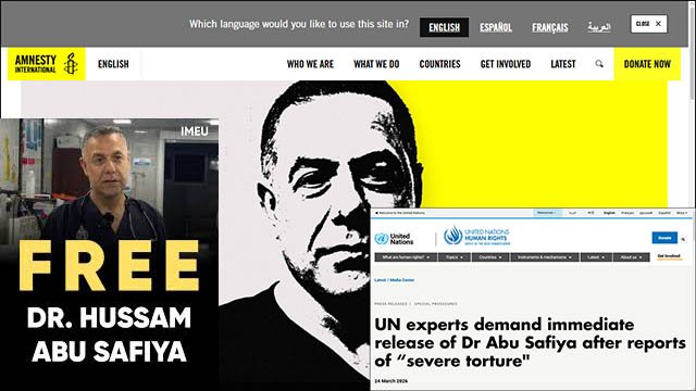 FN: Israel måste frige den palestinske samvetsfången och barnläkaren Husam Abu Safiyya!